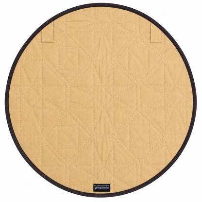 Primitive Patchwork Star Quilted Round Table Topper, Tree Mat, Wall Hanging, Farmhouse Geometric Decor by Home Heart Brands (Made in India)