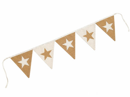 Primitive Burlap Star Bunting Garland, Rustic Farmhouse Pennant Banner, Country Home Mantel Decoration by HOME HEART Brands (Made in India)