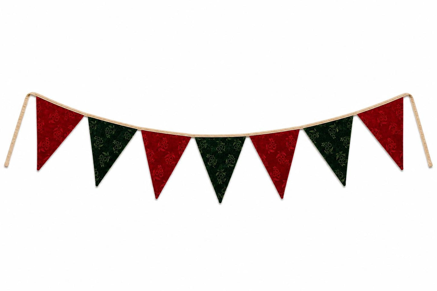 Christmas Velvet reversible Bunting Garland, Primitive Farmhouse Pennant Banner, Red Green Holiday Decor by HOME HEART Brands Made in India
