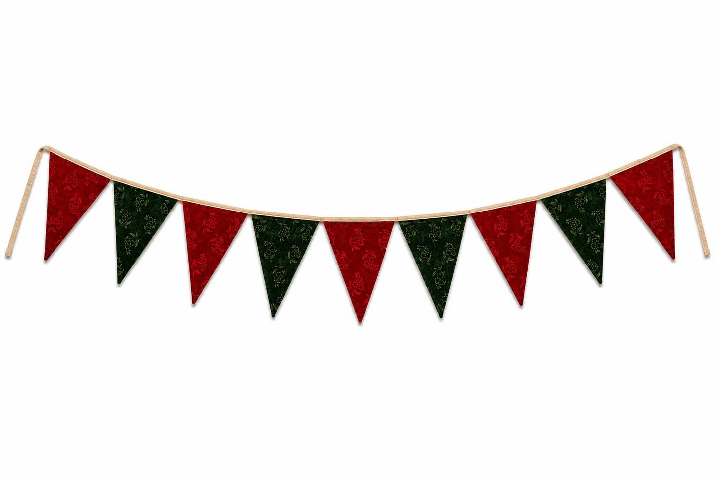 Christmas Velvet reversible Bunting Garland, Primitive Farmhouse Pennant Banner, Red Green Holiday Decor by HOME HEART Brands Made in India