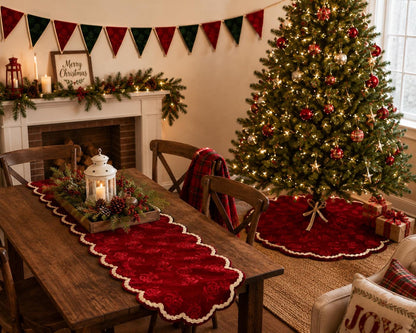 Christmas Velvet reversible Bunting Garland, Primitive Farmhouse Pennant Banner, Red Green Holiday Decor by HOME HEART Brands Made in India