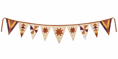 Primitive Autumn Patchwork Bunting Garland, Farmhouse Fall Pennant Banner, Rustic Thanksgiving Decor by HOME HEART Brands (Made in India)