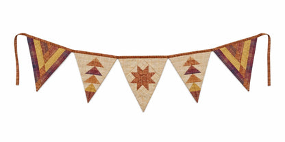 Primitive Autumn Patchwork Bunting Garland, Farmhouse Fall Pennant Banner, Rustic Thanksgiving Decor by HOME HEART Brands (Made in India)