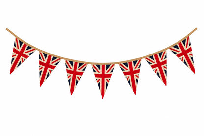 Primitive Union Jack Bunting Garland, British Patriotic Pennant Banner, Farmhouse Party Handmade by HOME HEART Brands (Made in India)