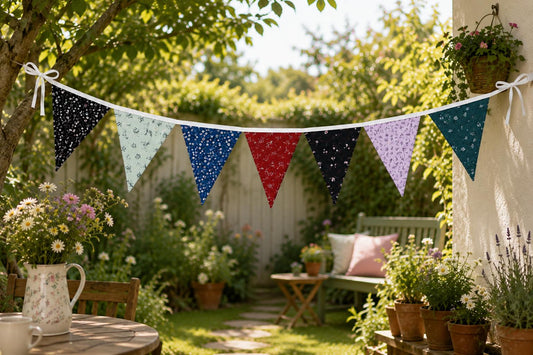 Floral Reversible Bunting Banner | Handmade Pennant Garland | 48", 72" & 96" Lengths | Cottage Decor by HOME HEART Brands (Made in India)
