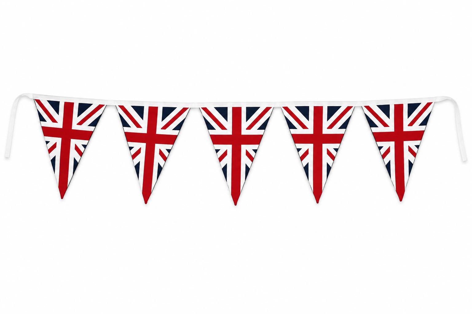 Primitive Union Jack Bunting Garland, British Flag Fabric Pennant Banner, Handmade decor Cotton Bunting by HOME HEART Brands (Made in India)