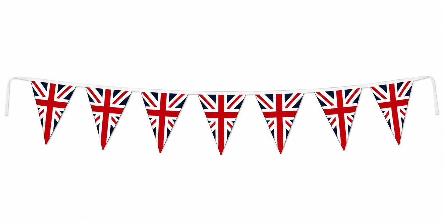 Primitive Union Jack Bunting Garland, British Flag Fabric Pennant Banner, Handmade decor Cotton Bunting by HOME HEART Brands (Made in India)