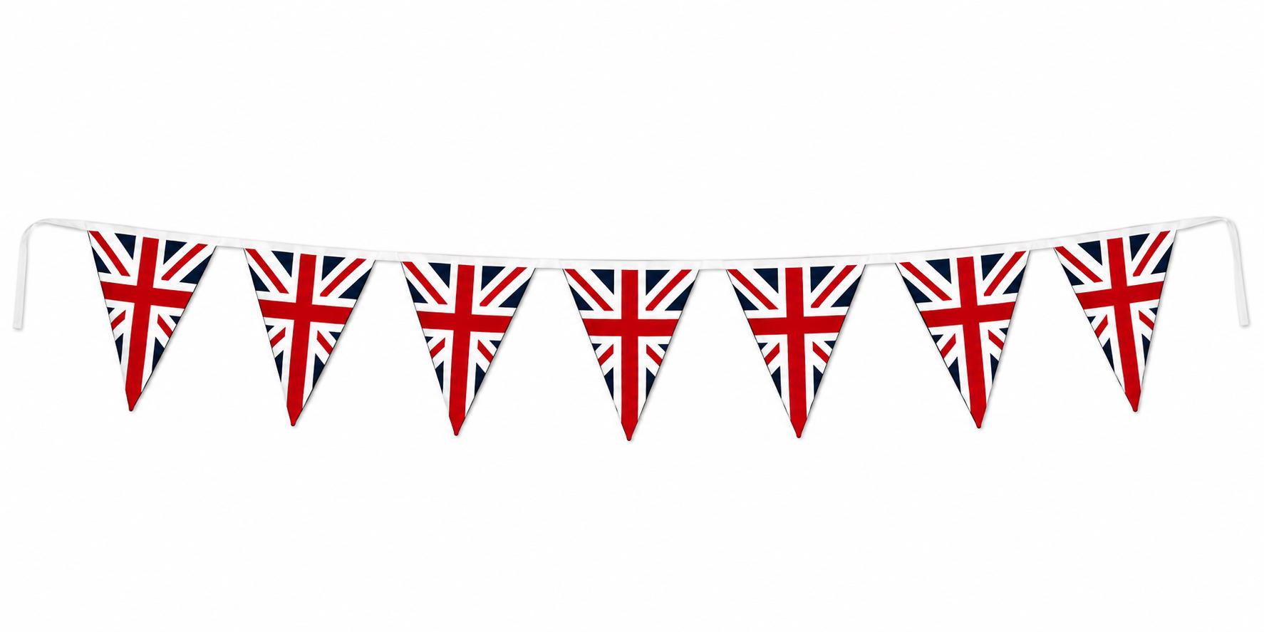 Primitive Union Jack Bunting Garland, British Flag Fabric Pennant Banner, Handmade decor Cotton Bunting by HOME HEART Brands (Made in India)