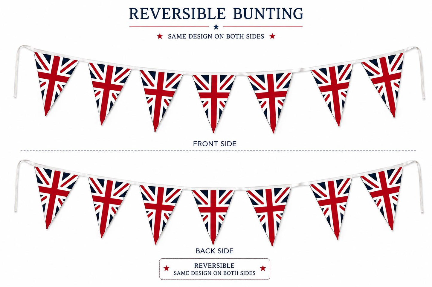 Primitive Union Jack Bunting Garland, British Flag Fabric Pennant Banner, Handmade decor Cotton Bunting by HOME HEART Brands (Made in India)