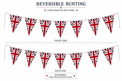Primitive Union Jack Bunting Garland, British Flag Fabric Pennant Banner, Handmade decor Cotton Bunting by HOME HEART Brands (Made in India)