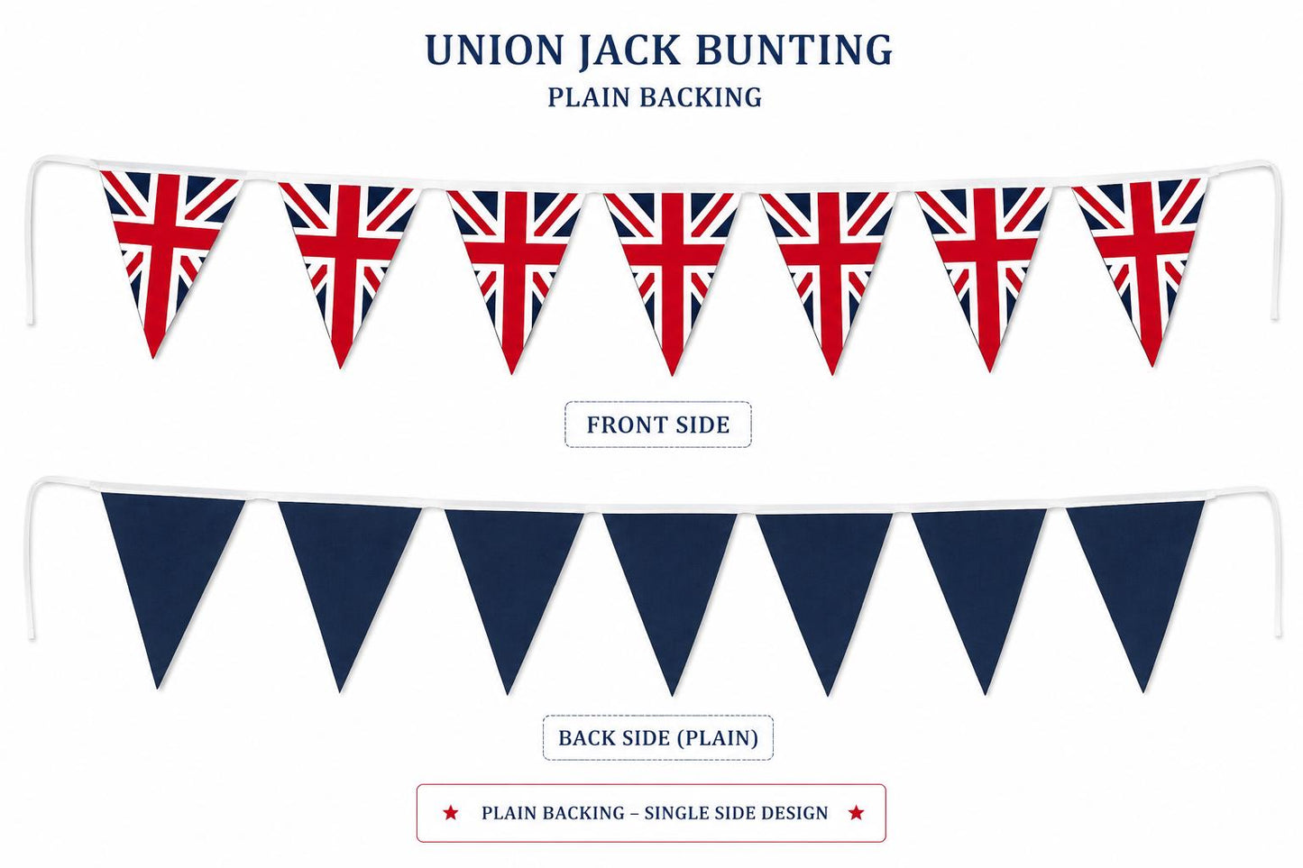 Primitive Union Jack Bunting Garland, British Flag Fabric Pennant Banner, Handmade decor Cotton Bunting by HOME HEART Brands (Made in India)
