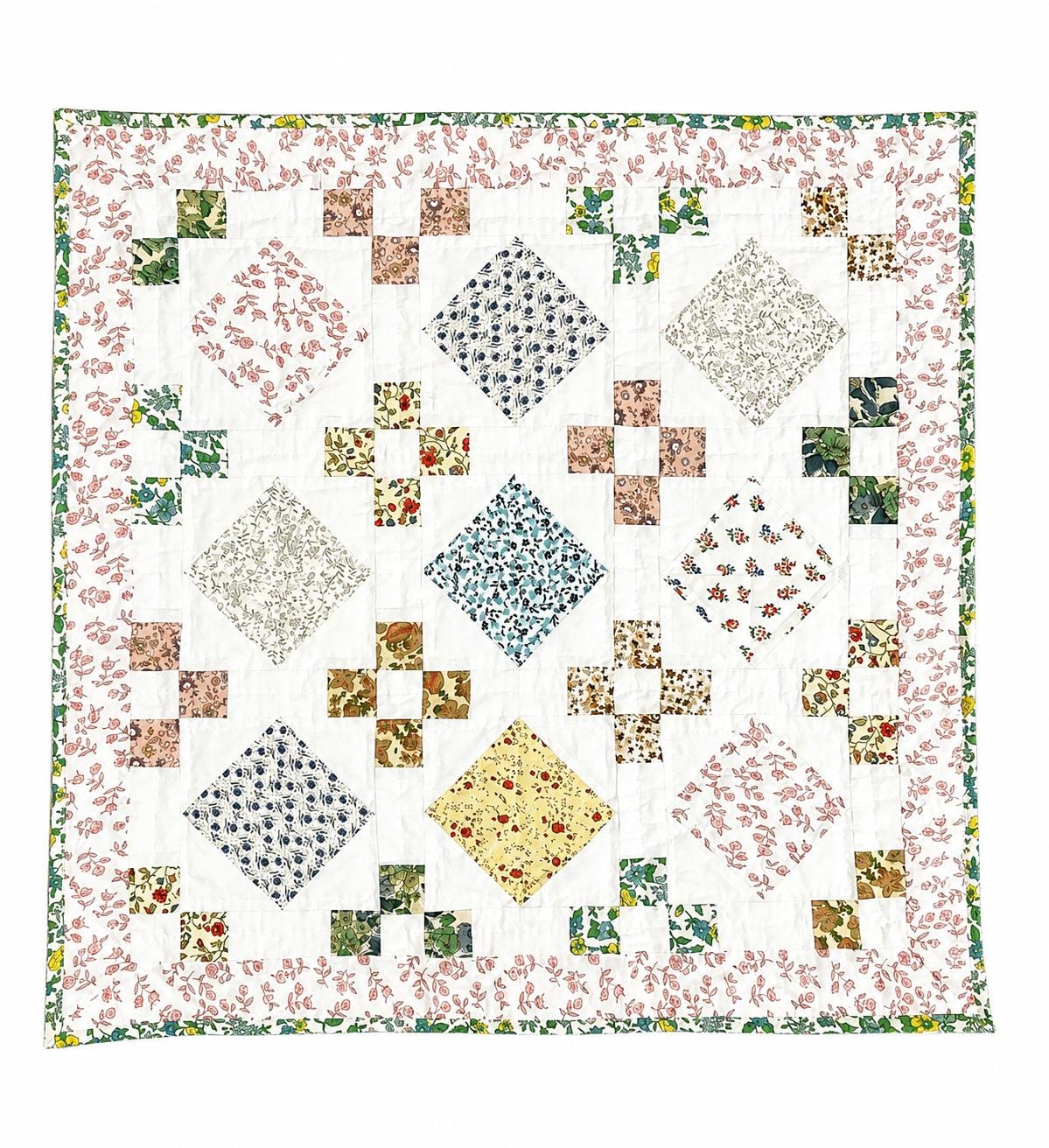 English Garden Handmade Baby Quilt, Floral Patchwork Crib Quilt, Heirloom Cotton Baby Blanket, Toddler Quilt, Baby Shower Gift by Home Heart