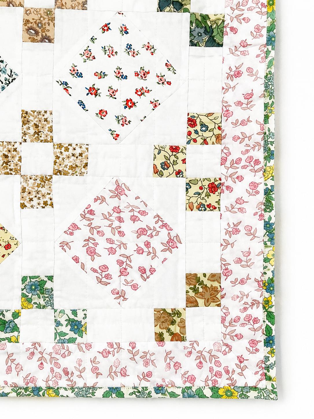 English Garden Handmade Baby Quilt, Floral Patchwork Crib Quilt, Heirloom Cotton Baby Blanket, Toddler Quilt, Baby Shower Gift by Home Heart