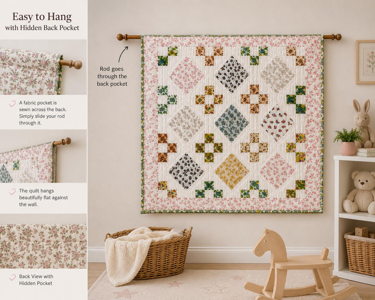 English Garden Handmade Baby Quilt, Floral Patchwork Crib Quilt, Heirloom Cotton Baby Blanket, Toddler Quilt, Baby Shower Gift by Home Heart