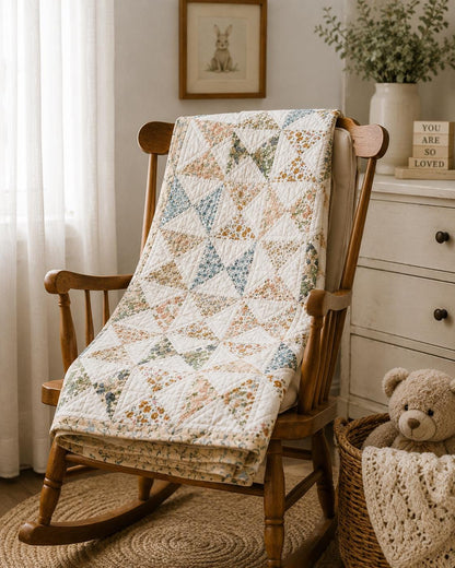 English Garden Pinwheel Heirloom Baby Quilt Handmade 100% Cotton Floral Patchwork Crib Quilt Fine Hand Quilted Nursery Blanket By HOME HEART
