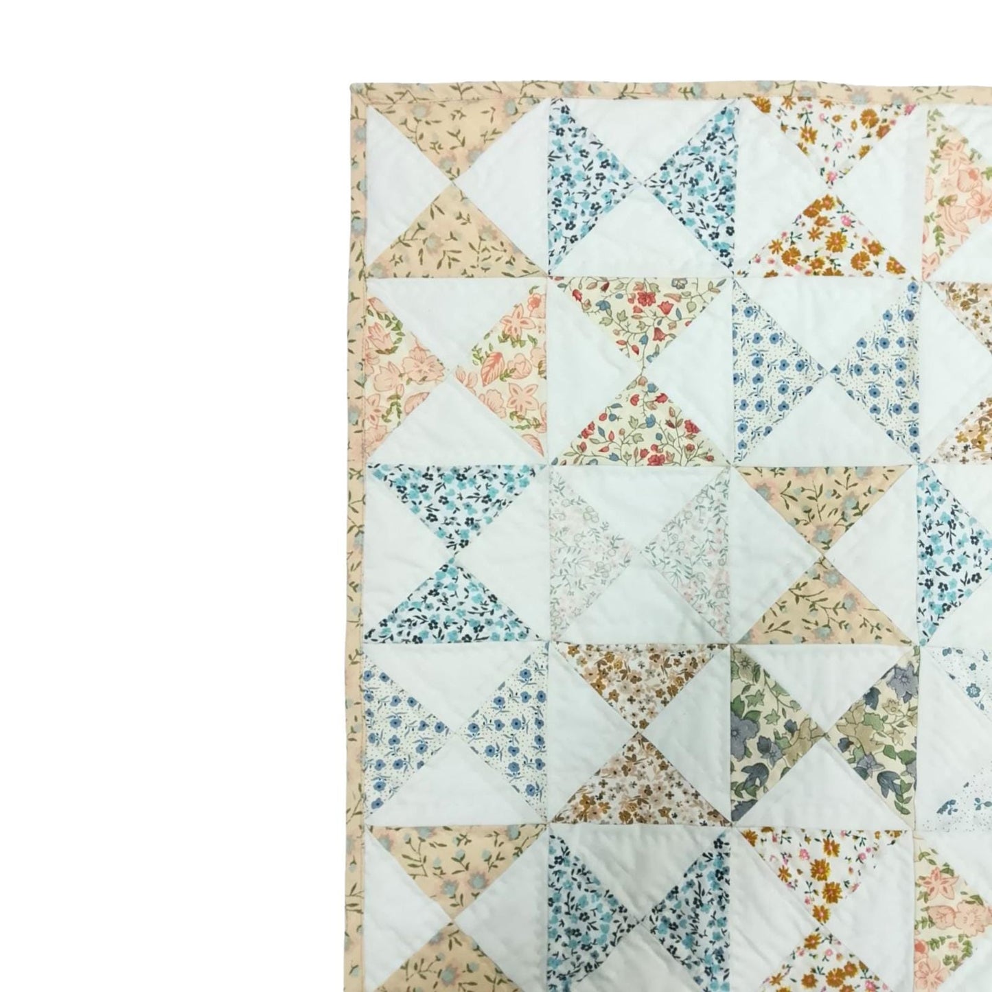 English Garden Pinwheel Heirloom Baby Quilt Handmade 100% Cotton Floral Patchwork Crib Quilt Fine Hand Quilted Nursery Blanket By HOME HEART