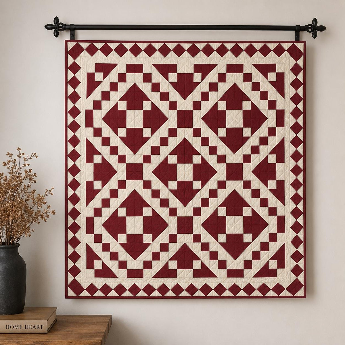 Diamond Chain Quilt Wall Hanging | Handmade Cotton Patchwork | Farmhouse Wall Decor | Baby Quilt | Throw Blanket by HOME HEART Brands