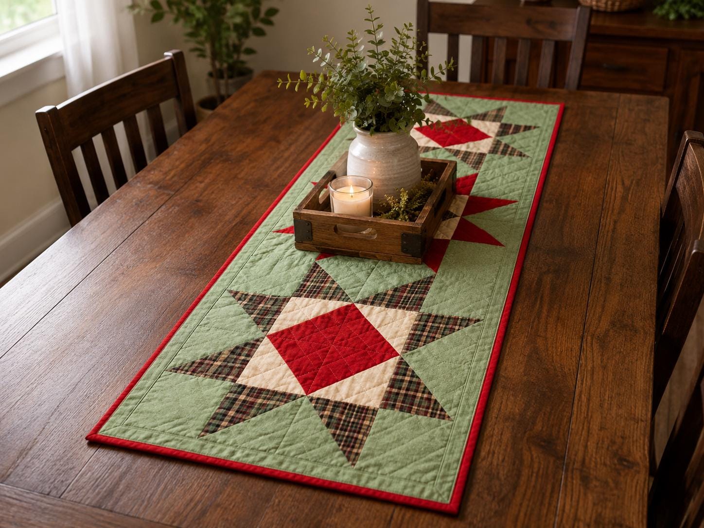 Flat Hand Quilted Table Runners & Toppers | Rising Country Star Plaid Collection | HOME HEART Brands | Made in India