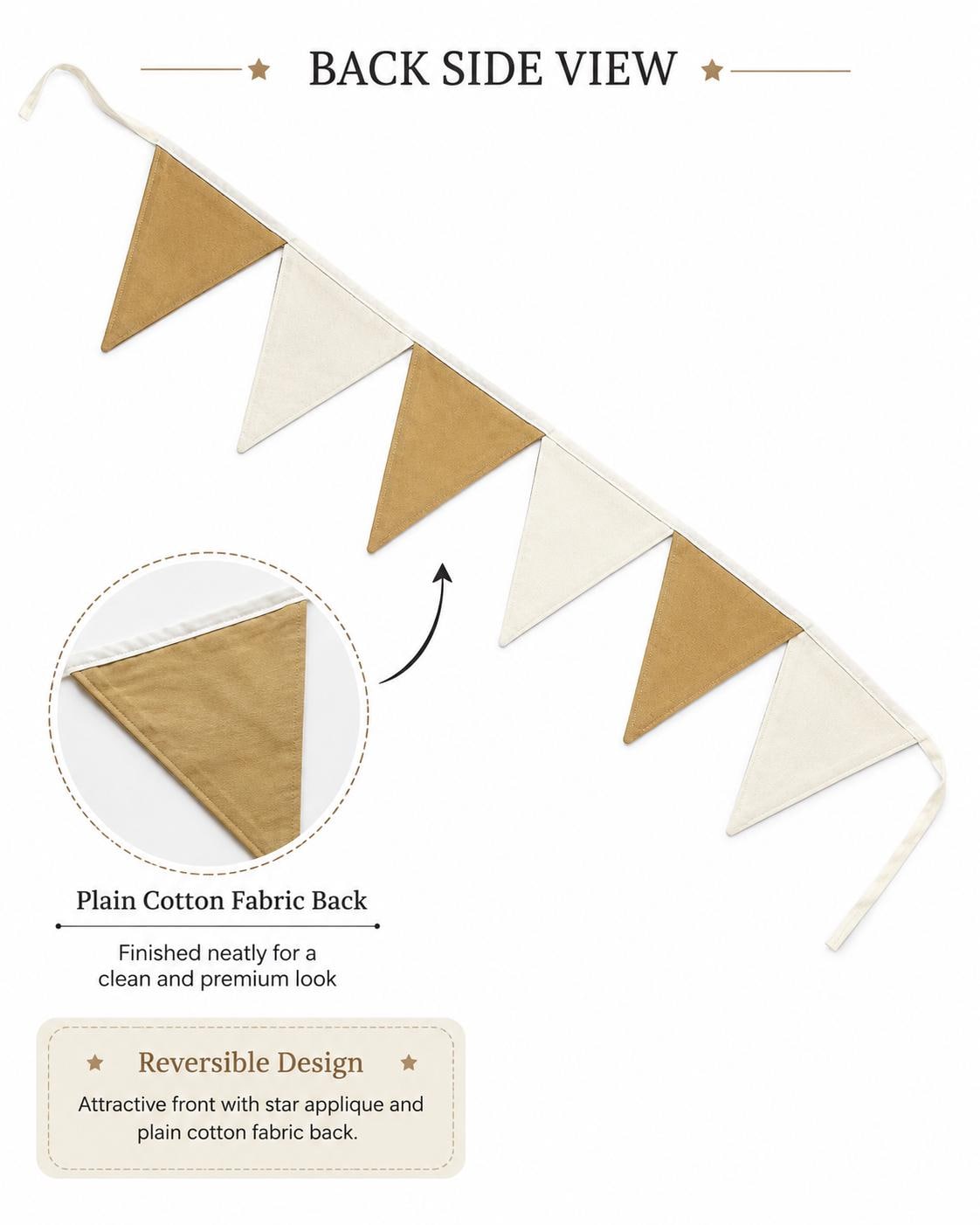 Primitive Burlap Star Bunting Garland, Rustic Farmhouse Pennant Banner, Country Home Mantel Decoration by HOME HEART Brands (Made in India)