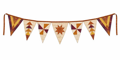 Primitive Autumn Patchwork Bunting Garland, Farmhouse Fall Pennant Banner, Rustic Thanksgiving Decor by HOME HEART Brands (Made in India)