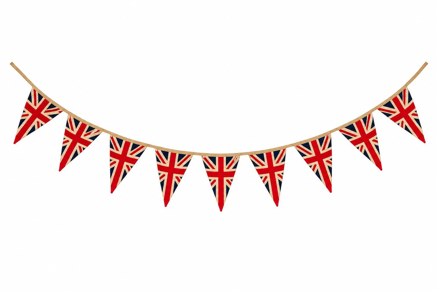 Primitive Union Jack Bunting Garland, British Patriotic Pennant Banner, Farmhouse Party Handmade by HOME HEART Brands (Made in India)