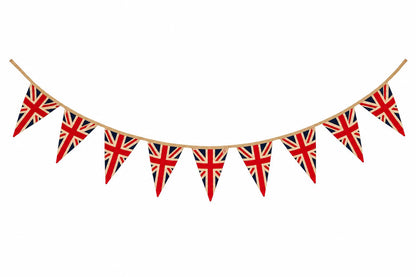 Primitive Union Jack Bunting Garland, British Patriotic Pennant Banner, Farmhouse Party Handmade by HOME HEART Brands (Made in India)