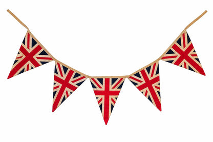 Primitive Union Jack Bunting Garland, British Patriotic Pennant Banner, Farmhouse Party Handmade by HOME HEART Brands (Made in India)