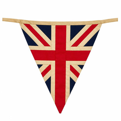Primitive Union Jack Bunting Garland, British Patriotic Pennant Banner, Farmhouse Party Handmade by HOME HEART Brands (Made in India)