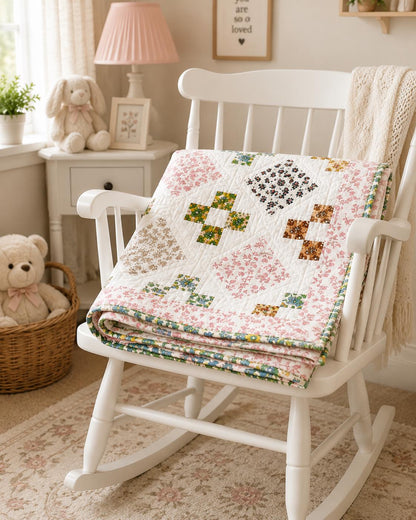 English Garden Handmade Baby Quilt, Floral Patchwork Crib Quilt, Heirloom Cotton Baby Blanket, Toddler Quilt, Baby Shower Gift by Home Heart