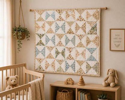 English Garden Pinwheel Heirloom Baby Quilt Handmade 100% Cotton Floral Patchwork Crib Quilt Fine Hand Quilted Nursery Blanket By HOME HEART
