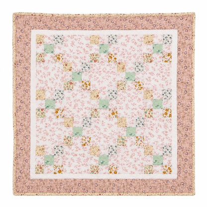 English Garden Irish Chain Baby Quilt, Handmade Cotton Floral Patchwork Nursery Blanket, Heirloom Crib Quilt, Toddler Bed Quilt