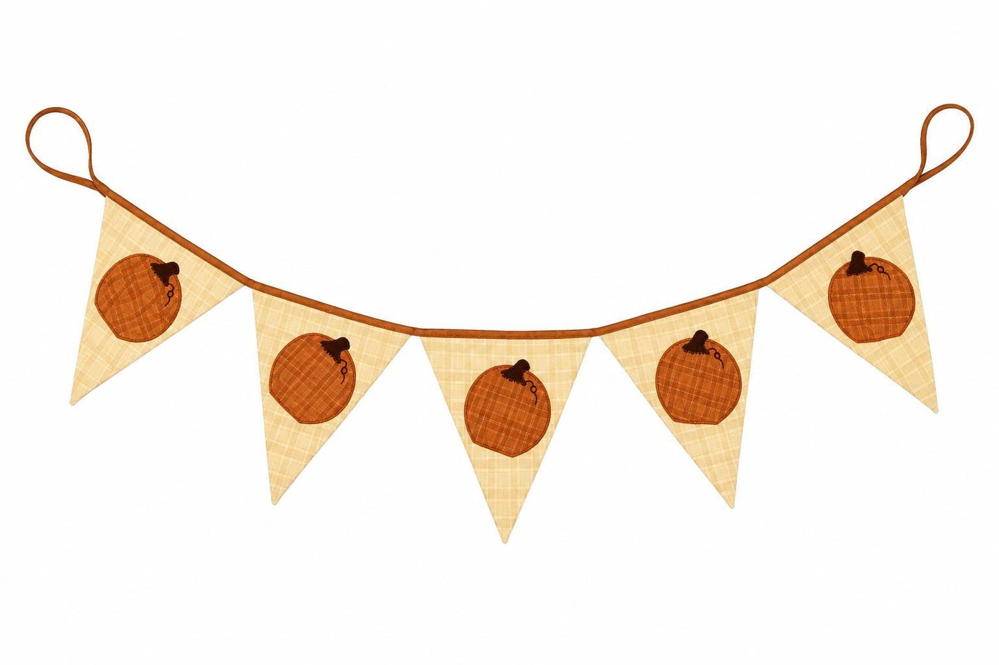 Fall Pumpkin Bunting Banner Plaid Fabric Pennant Garland, Rustic Autumn Thanksgiving Harvest Decoration by HOME HEART Brands (Made in India)