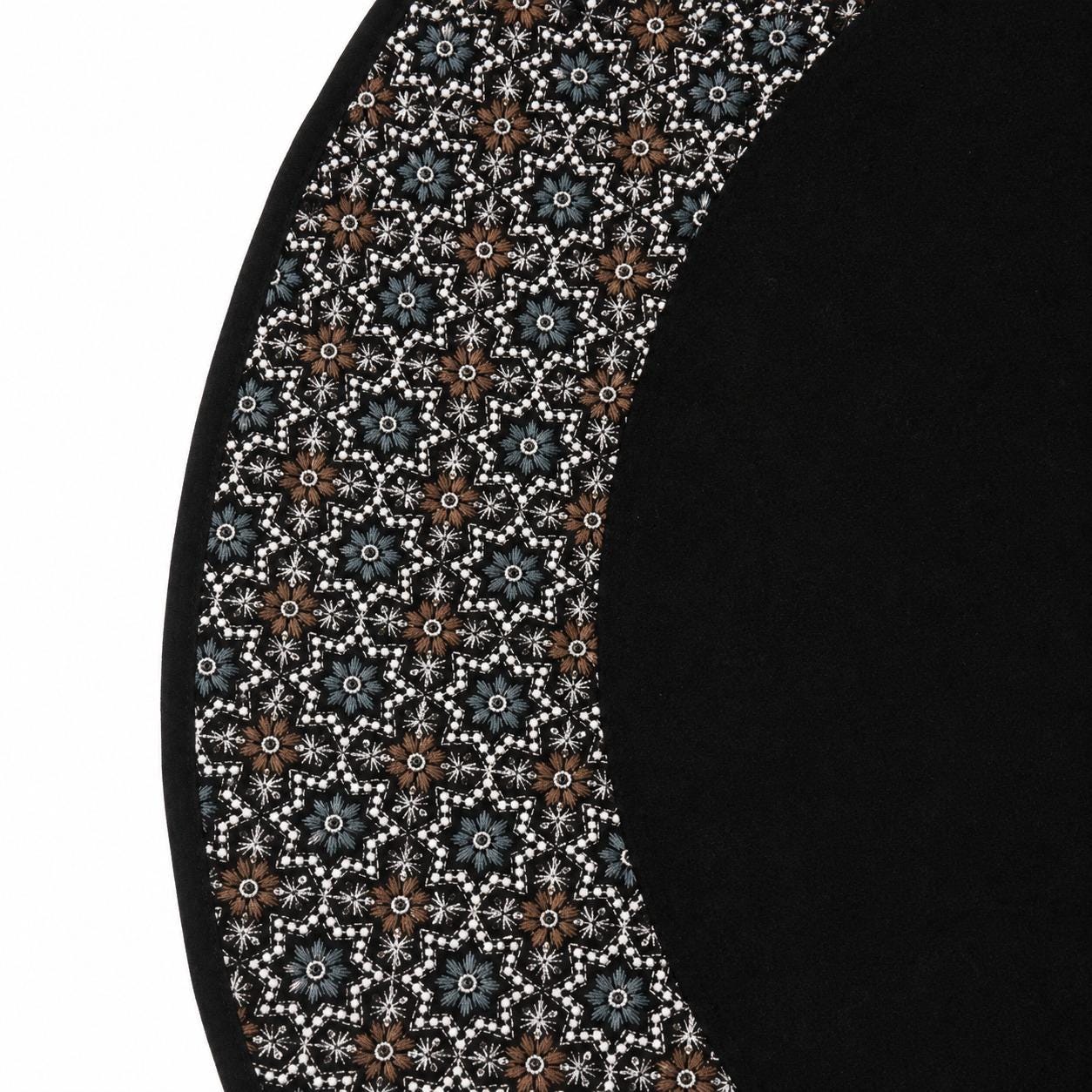 Luxury Black Velvet Christmas Tree Skirt, Embroidered Floral Border, Holiday Tree Mat, Christmas Decor, by HOME HEART Brands(Made in India)