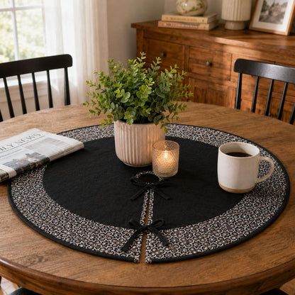 Luxury Black Velvet Christmas Tree Skirt, Embroidered Floral Border, Holiday Tree Mat, Christmas Decor, by HOME HEART Brands(Made in India)