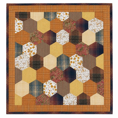 Autumn Hexagon Hand Quilted Table Topper Primitive Farmhouse Fall Centerpiece Honeycomb Patchwork Quilt Mat Rustic Thanksgiving Table Decor