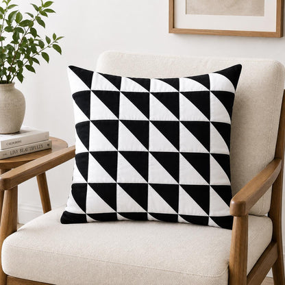 Flying Geese Quilt Pillow Cover Double Sided Patchwork Cushion Handmade Cotton Throw Pillow Farmhouse Decor by HOME HEART (made in India)