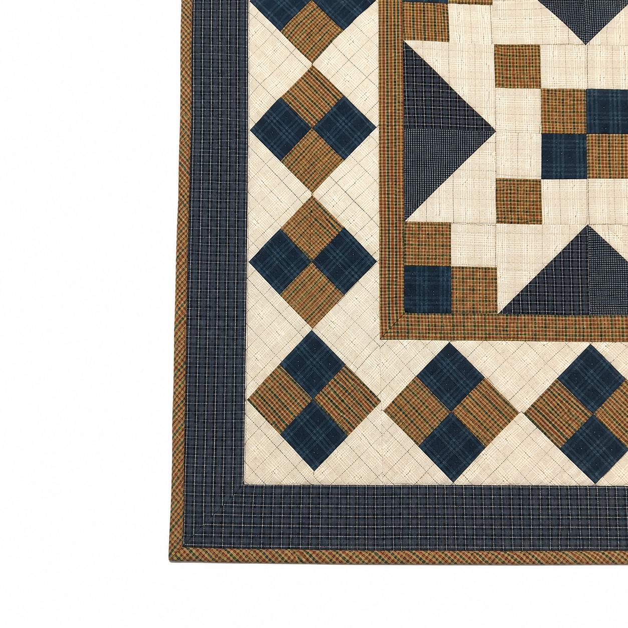 Hand quilted Primitive Diamond Star Patchwork Table Topper Farmhouse Mat Wall Hanging Handmade Quilt Decor by Home Heart (Made in India)
