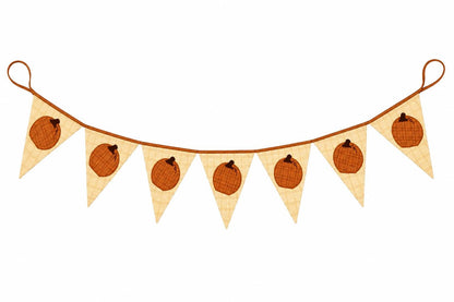 Fall Pumpkin Bunting Banner Plaid Fabric Pennant Garland, Rustic Autumn Thanksgiving Harvest Decoration by HOME HEART Brands (Made in India)