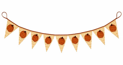 Fall Pumpkin Bunting Banner Plaid Fabric Pennant Garland, Rustic Autumn Thanksgiving Harvest Decoration by HOME HEART Brands (Made in India)