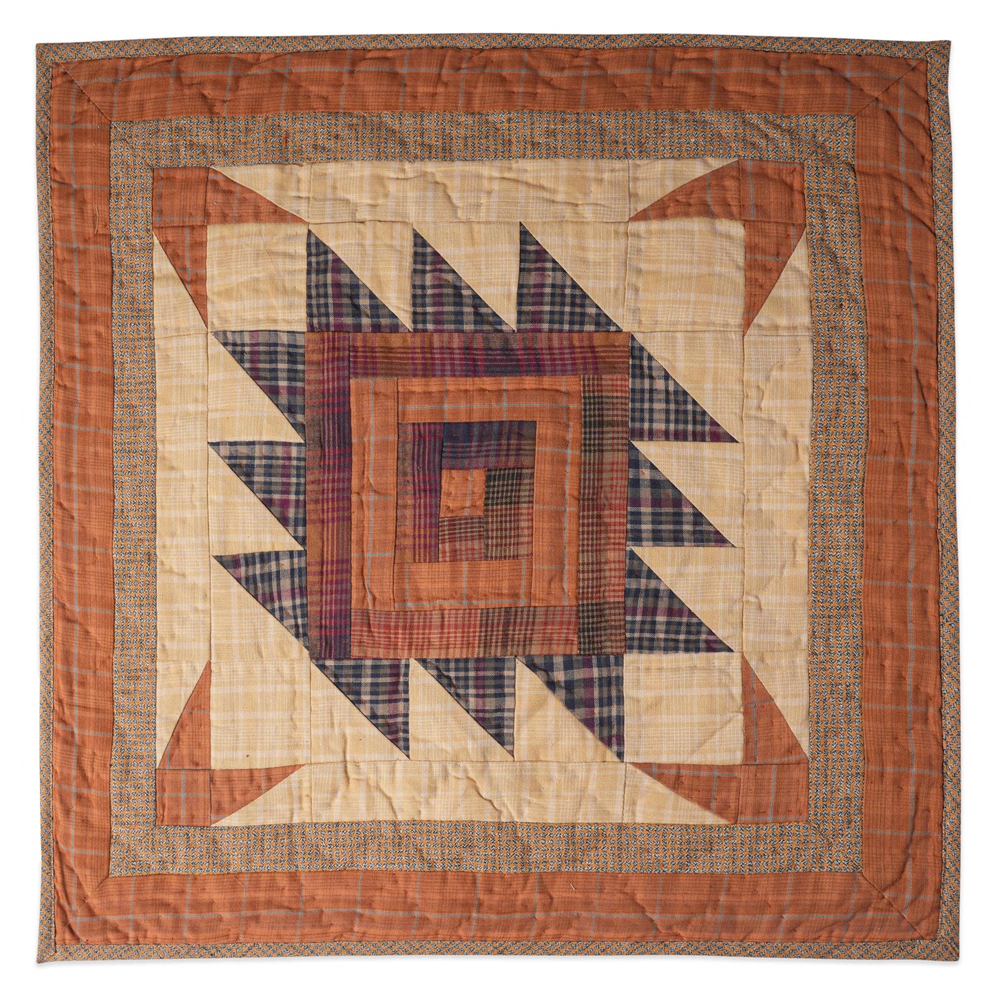 Custom Order for Sharon – 2 Handmade Quilted Table Toppers – Country star burst- 16"x16" & Log Cabin- 19"x19" by HOME HEART Brands