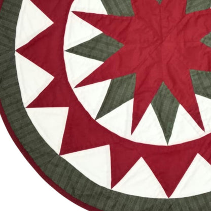 Hand made Hand quilted round Table Topper Rustic Christmas Compass Star Round by Home Heart brands (Made in India)