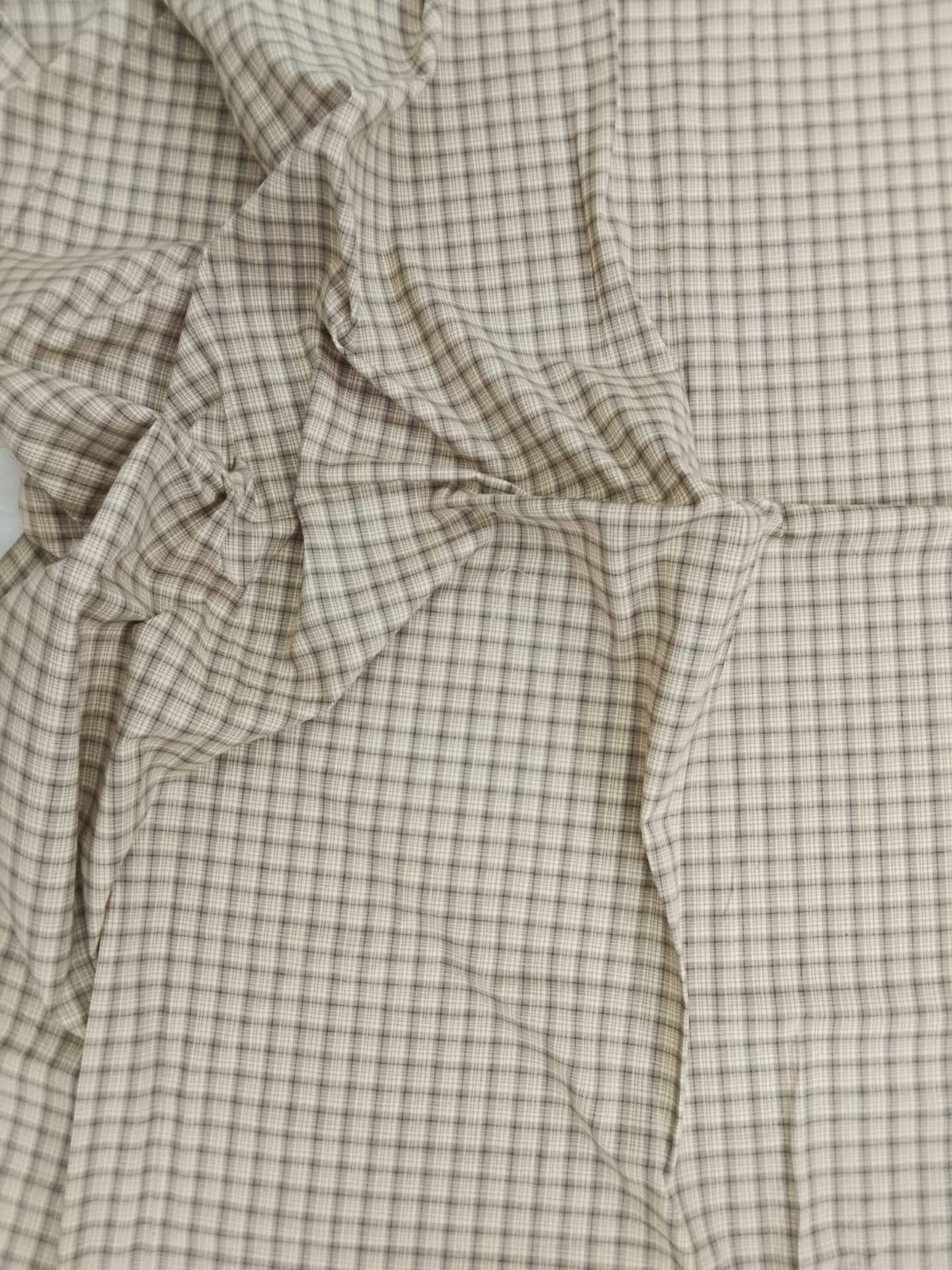 Primitive Tan Windowpane Plaid Cotton Fabric by the Yard, 42" Wide Country Fabric, Rustic Homespun Material by HOME HEART (Made in India)
