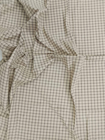 Primitive Tan Windowpane Plaid Cotton Fabric by the Yard, 42" Wide Country Fabric, Rustic Homespun Material by HOME HEART (Made in India)