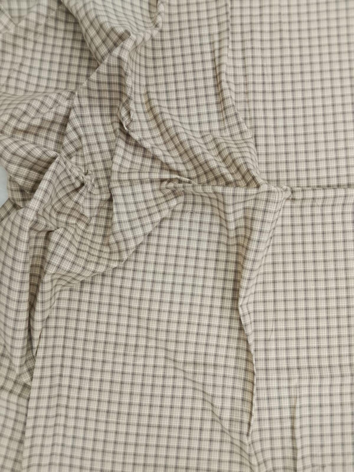 Primitive Tan Windowpane Plaid Cotton Fabric by the Yard, 42" Wide Country Fabric, Rustic Homespun Material by HOME HEART (Made in India)