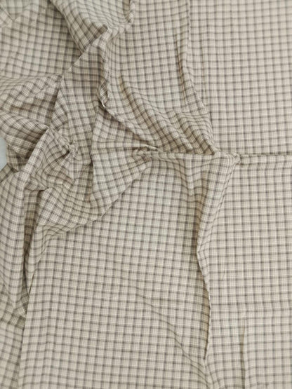 Primitive Tan Windowpane Plaid Cotton Fabric by the Yard, 42" Wide Country Fabric, Rustic Homespun Material by HOME HEART (Made in India)