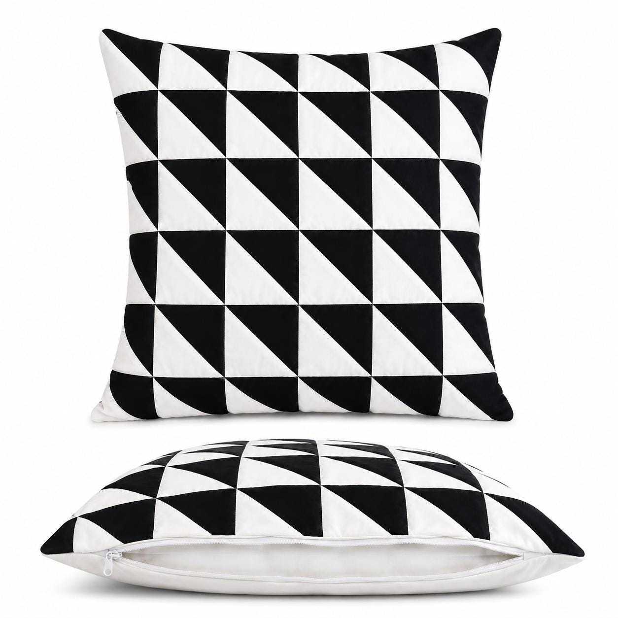 Flying Geese Quilt Pillow Cover Double Sided Patchwork Cushion Handmade Cotton Throw Pillow Farmhouse Decor by HOME HEART (made in India)