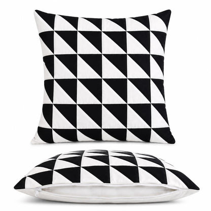 Flying Geese Quilt Pillow Cover Double Sided Patchwork Cushion Handmade Cotton Throw Pillow Farmhouse Decor by HOME HEART (made in India)