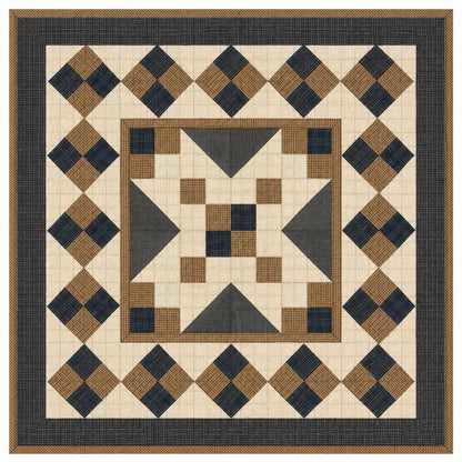 Hand quilted Primitive Diamond Star Patchwork Table Topper Farmhouse Mat Wall Hanging Handmade Quilt Decor by Home Heart (Made in India)