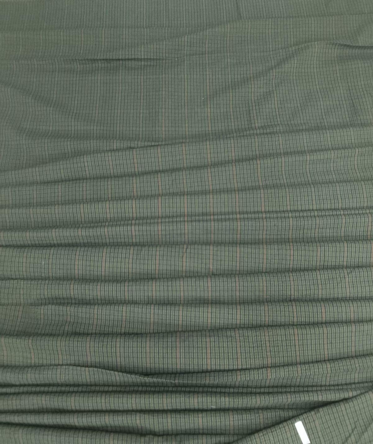 Heritage Green Seersucker Plaid Cotton Fabric by the Yard, 42" Wide Country Fabric, Rustic Homespun Material by HOME HEART (Made in India)