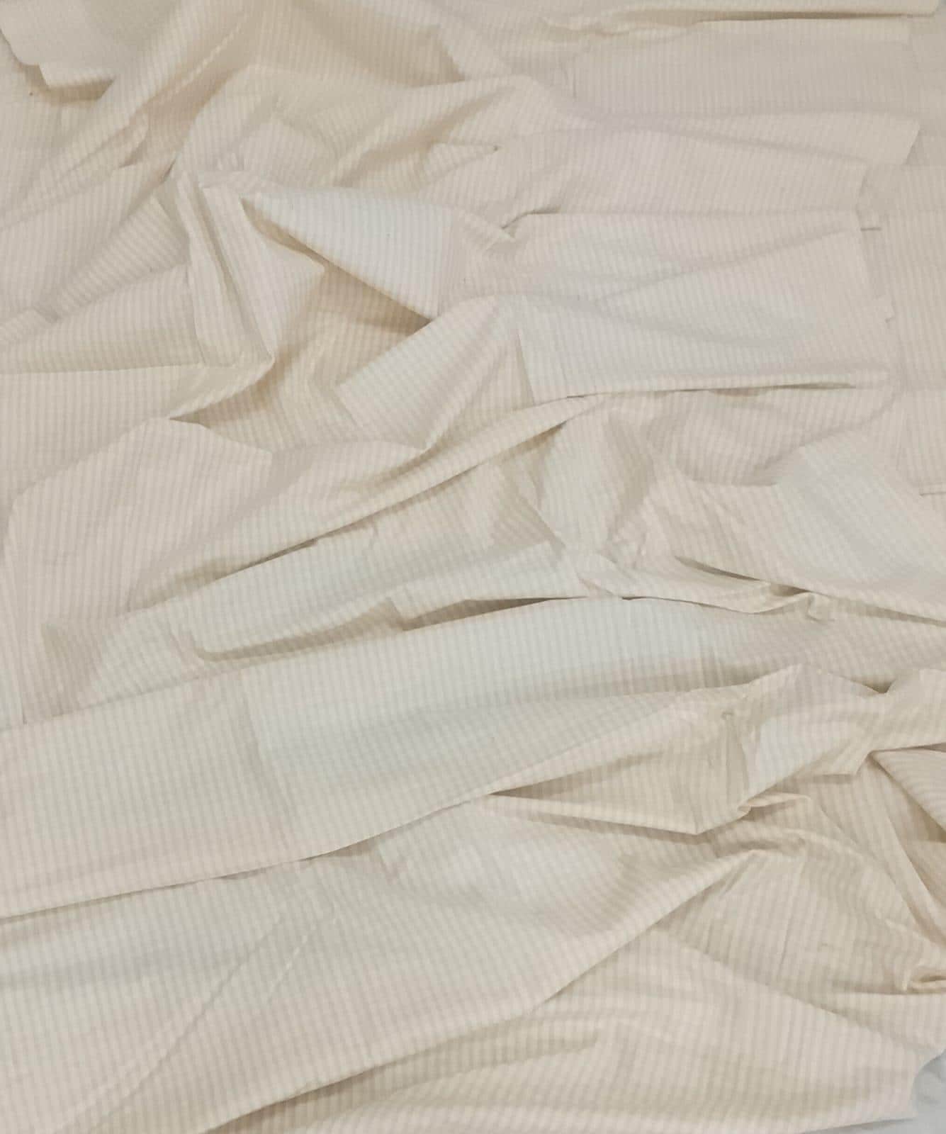 Ivory Cream Country Plaid Cotton Fabric 42" wide Fine Stripe Plaid Fabric by the Yard, Primitive Country Ticking Stripe by HOME HEART
